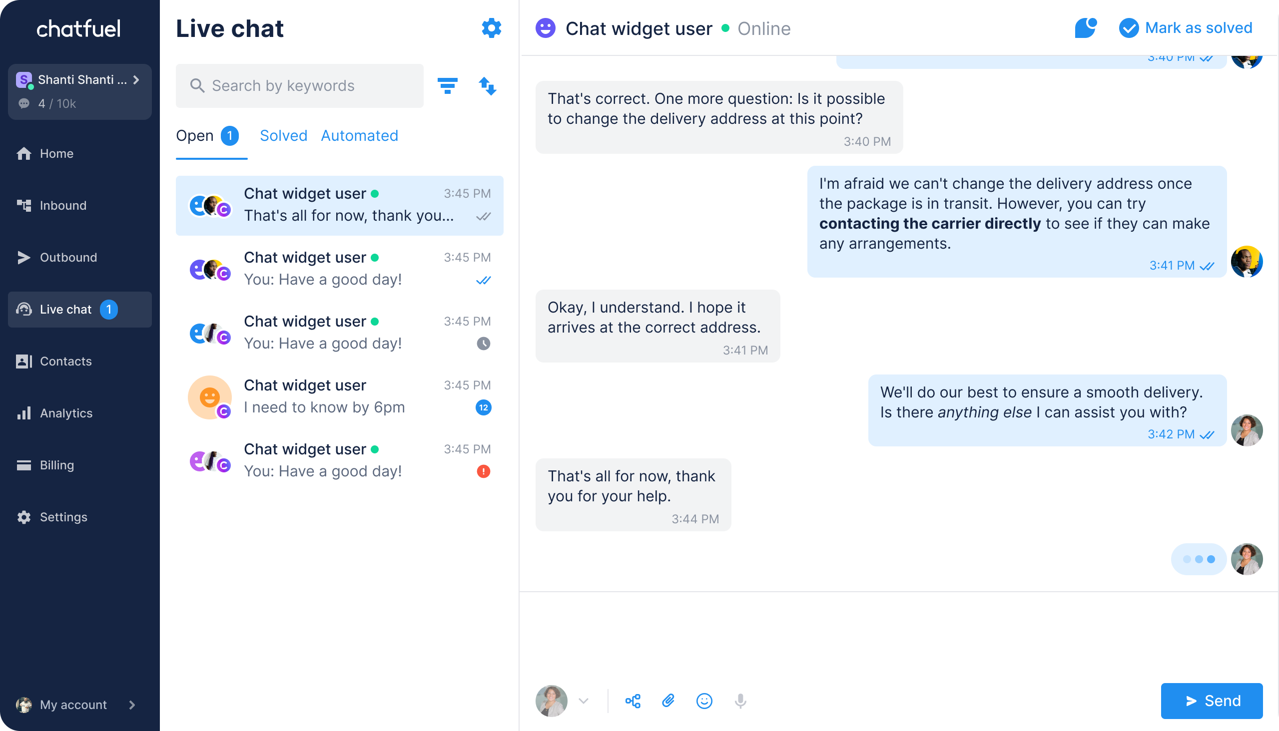 Live Chat Chatfuel Live Chat Chatfuel